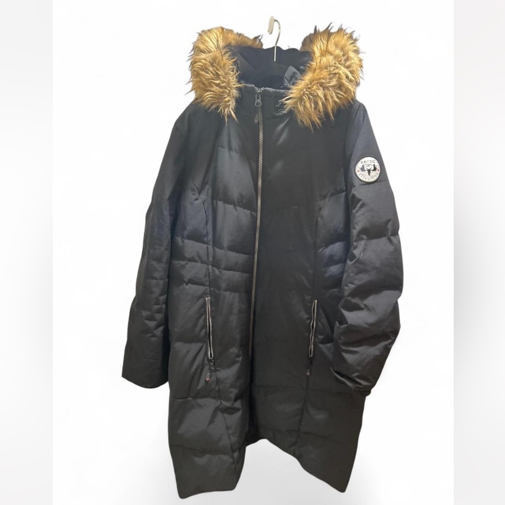 Arctic Expedition Black Canadian Down Calf Length Park With Fur Lined Hood XL